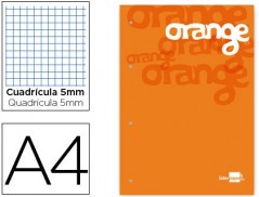 RECARGA COLADA LIDERPAPEL QUADRICULA DE 5 MM LARANJA A4 NATU