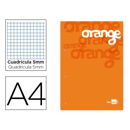 RECARGA COLADA LIDERPAPEL QUADRICULA DE 5 MM LARANJA A4 NATU