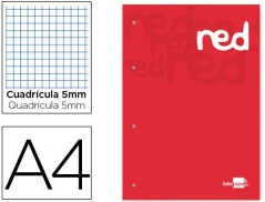 RECARGA COLADA LIDERPAPEL QUADRICULA DE 5 MM VERMELHO A4 NAT