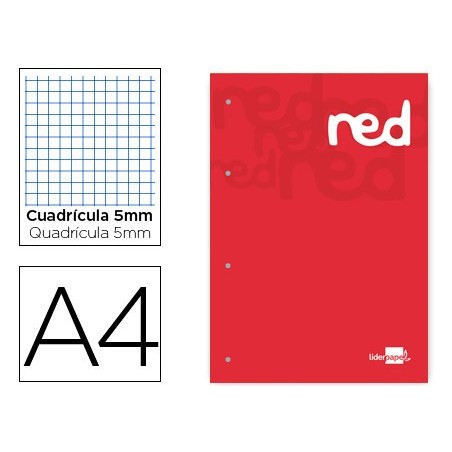 RECARGA COLADA LIDERPAPEL QUADRICULA DE 5 MM VERMELHO A4 NAT