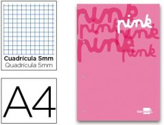 RECARGA COLADA LIDERPAPEL QUADRICULA DE 5 MM ROSA A4 NATURAL