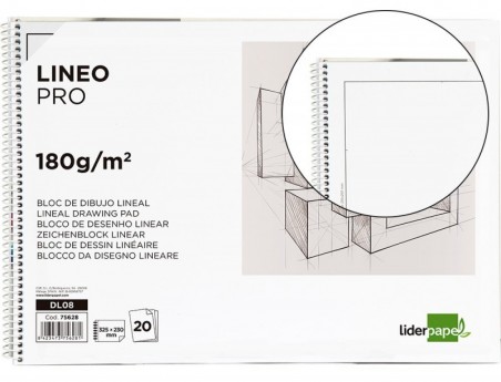BLOCO DESENHO LIDERPAPEL LINEAL ESPIRAL 230X325MM 20 FOLHAS
