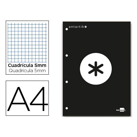 RECARGA COLADA LIDERPAPEL ANTARTIK QUADRICULA DE 5 MM A4 NAT