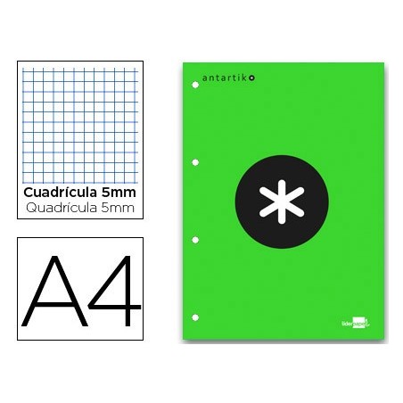 RECARGA COLADA LIDERPAPEL ANTARTIK QUADRICULA DE 5 MM A4 NAT