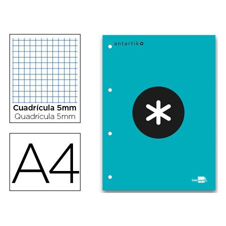 RECARGA COLADA LIDERPAPEL ANTARTIK QUADRICULA DE 5 MM A4 NAT