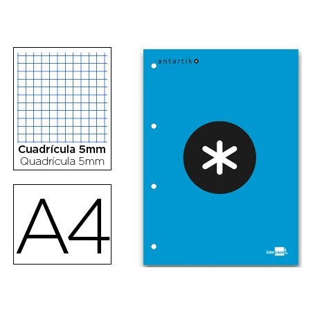 RECARGA COLADA LIDERPAPEL ANTARTIK QUADRICULA DE 5 MM A4 NAT