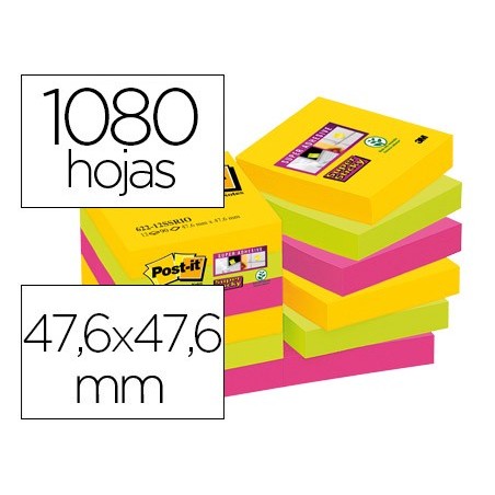 BLOC DE NOTAS ADESIVAS POST-IT SUPER STICKY 47,6X47,6 MM COM