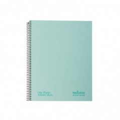 Caderno Espiral A4 Quadriculado Navigator Verde Menta 80Fls