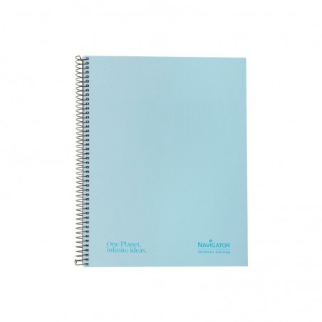 Caderno Espiral A4 Quadriculado Navigator Azul Pastel 120Fls