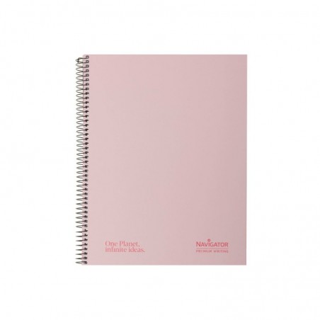 Caderno Espiral A4 Quadriculado Navigator Rosa Pastel 120Fls