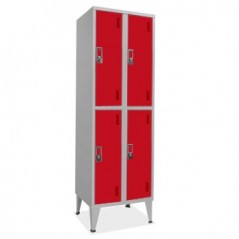 Cacifos Metálicos Duplo 4 Cacifos 600x500x1900mm Vermelho