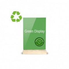 Expositor Porta Precos Acrilico 2 Face A5 em T Base Madeira