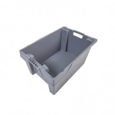 Caixa Logística Plástica Fechada 60x40x30cm 52L Cinza