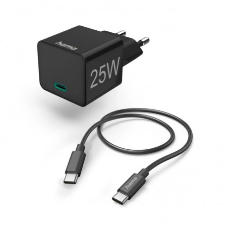 Carregador USB-C PD 25W Rápido Cabo 1,5m Preto