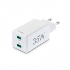 Carregador USB-C 2 Portas 35W Rápido Branco