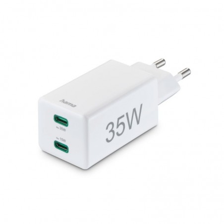 Carregador USB-C 2 Portas 35W Rápido Branco