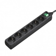 Bloco 6 Tomadas + Interruptor Cabo 3mts Preto