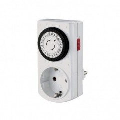 Tomada Mini Temporizador Mecânico de 24 horas 230V Branco