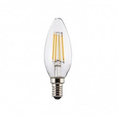 Lâmpada LED E14 Vela 4W 470lm Transparente Branco Quente