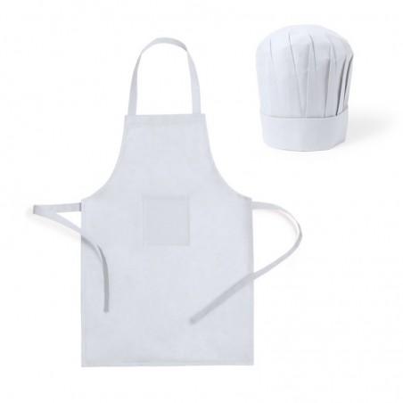 50un Avental e Chapéu de Cozinheiro Criança Non-Woven Branco