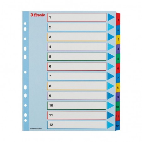 Separadores A4 Extra Largo Cartolina Regravável (1 a 12)