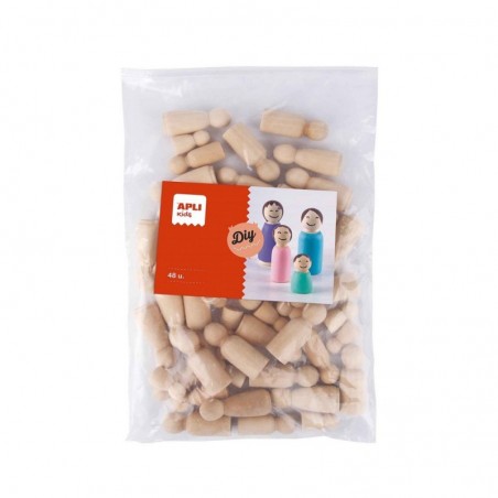 Bonecos Madeira (Manualidades) Apli Cor Natural 48un