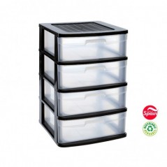 Bloco 4 Gavetas Plástico Sena 40x39x65cm Preto