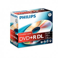 DVD+R 8.5GB 8x Dual Layer Philips Jewell Case 5un