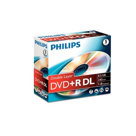 DVD+R 8.5GB 8x Dual Layer Philips Jewell Case 5un