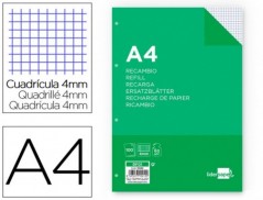 RECARGA LIDERPAPEL FOLIO 100 F 4TF-01 QUADRICULADO 4 MM 4 FU