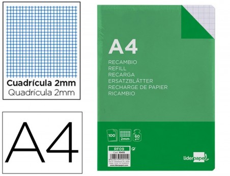 RECARGA LIDERPAPEL FOLIO 100 F 4TF-04 MILIMETRADO 4 FUROS