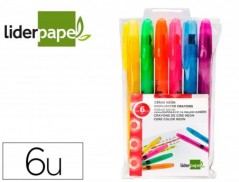 MARCADOR DE CERA GEL LIDERPAPEL FLUORESCENTE ESTOJO 6 CORES