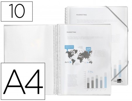 CAPA CATALOGO LIDERPAPEL COM ESPIRAL 10 BOLSAS POLIPROPILENO