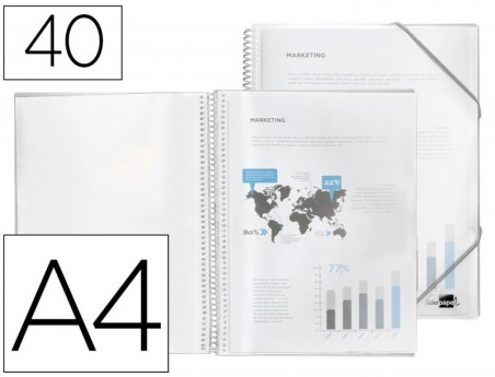 CAPA CATALOGO LIDERPAPEL COM ESPIRAL 40 BOLSAS POLIPROPILENO