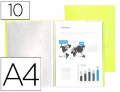 CAPA CATALOGO LIDERPAPEL 10 BOLSAS POLIPROPILENO DIN A4 AMAR