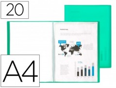 CAPA CATALOGO LIDERPAPEL 20 BOLSAS POLIPROPILENO DIN A4 VERD