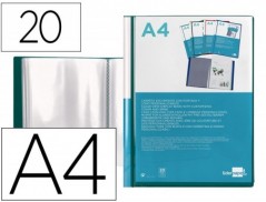 CAPA CATALOGO LIDERPAPEL 20 BOLSAS DIN A4 VERDE TRANSLUCIDO