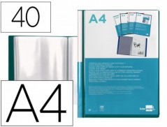 CAPA CATALOGO LIDERPAPEL 40 BOLSAS DIN A4 VERDE TRANSLUCIDO