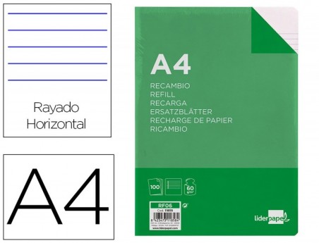 RECARGA LIDERPAPEL FOLIO 100 F 4TF-02 1 PAUTADO 4 FUROS COM