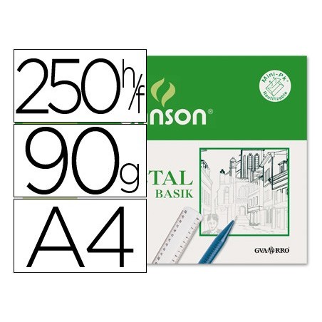 250un PAPEL VEGETAL 90 A4 EM FOLHA. 90-95 GRS/M2