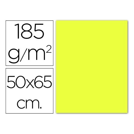 25un CARTOLINA 500 X 650 MM, 185 GRS, GUARRO, AMARELO LIMAO