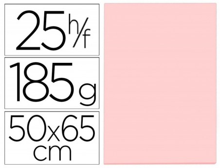 25un CARTOLINA 500 X 650 MM, 185 GRS, GUARRO, ROSA