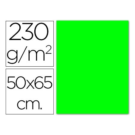 10un CARTOLINA FLUORESCENTE, 50 X 65 CM. 230 GRS, VERDE