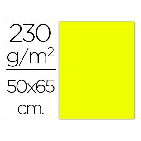 10un CARTOLINA FLUORESCENTE, 50 X 65 CM. 230 GRS, AMARELA