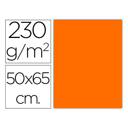 10un CARTOLINA FLUORESCENTE, 50 X 65 CM. 230 GRS, LARANJA