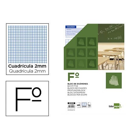 10un BLOCO EXAMES LIDERPAPEL FOLIO 40FLS MILIM.-TEXTO ESPANH