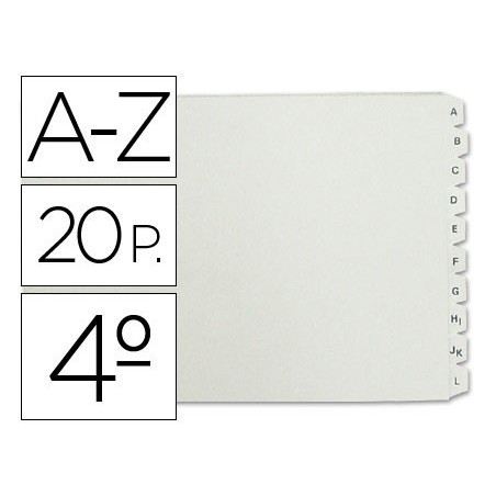 SEPARADOR ALFABETICO A_Z DE PLASTICO, FOLIO NATURAL