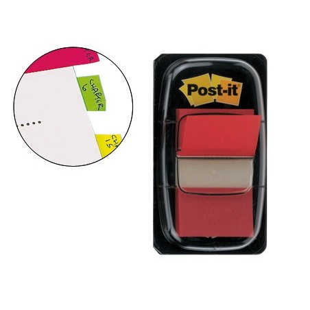 BANDAS POST-IT INDEX 3M, 25,4X43,1 MM, VERMELHA -DISPENSADOR