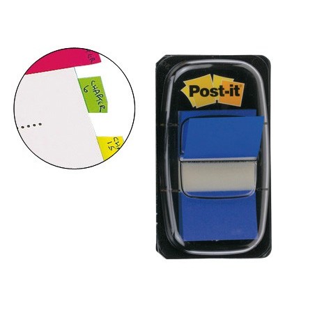 BANDAS POST-IT INDEX 3M, 25,4X43,1 MM, AZUL -DISPENSADOR DE
