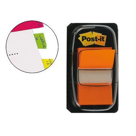 BANDAS POST-IT INDEX 3M, 25,4X43,1 MM, LARANJA -DISPENSADOR